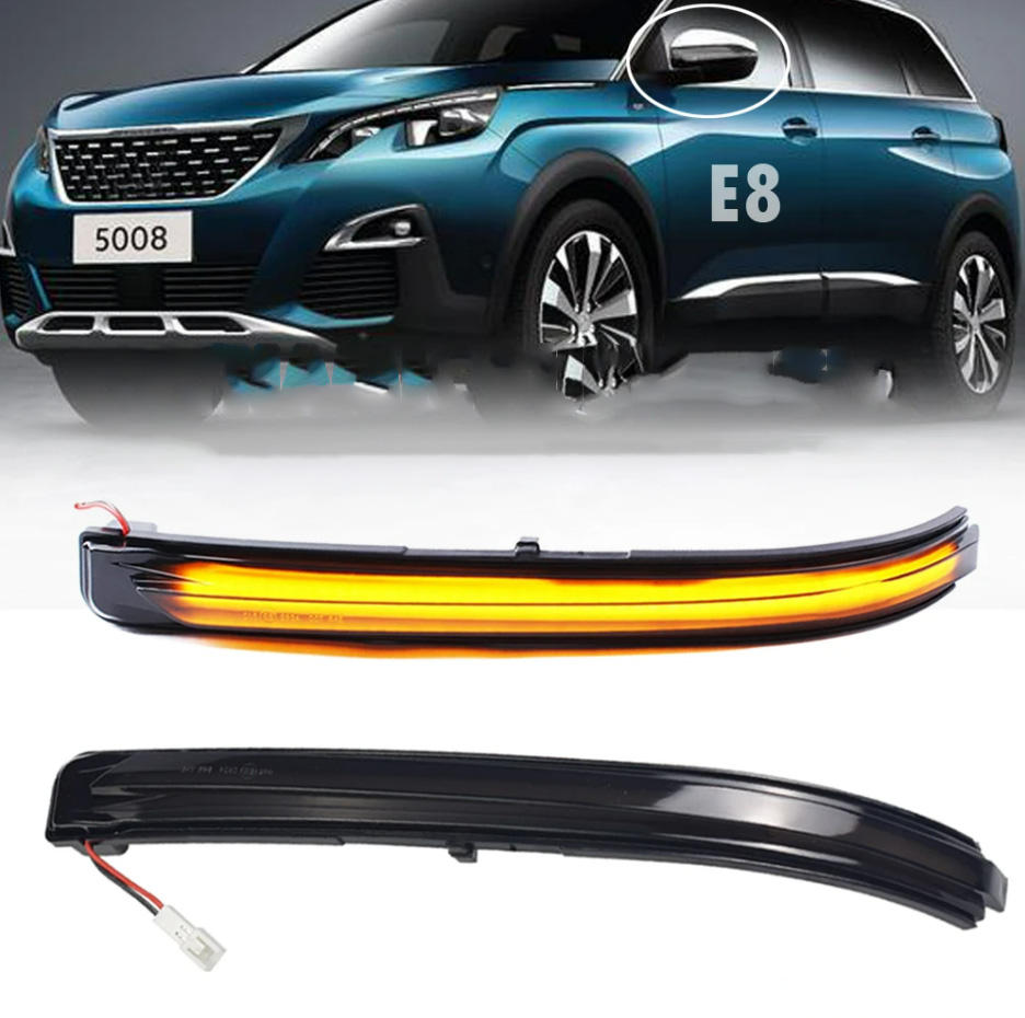 2Pcs for Peugeot 3008 5008 II MK2 Citroen C5 Aircross 2017-2021 Dynamic LED Side Mirror Blinker Flowing Light