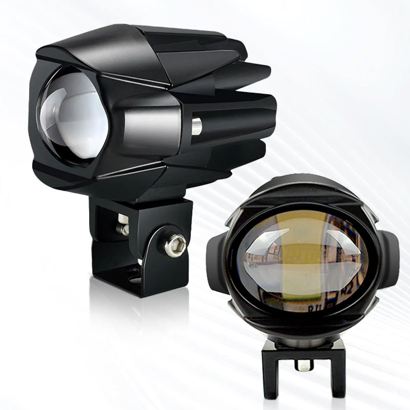 30W White Yellow Dual Color Motorcycle LED Laser Headlight Spotlights Auxiliary Working Light Mini Driving Lights for Motorcycle