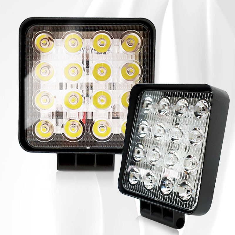 4 Inch 48W LED Square Work Light Spot Flood Light Bar Driving Lamps Car Accessories for Truck SUV Boat Off Road