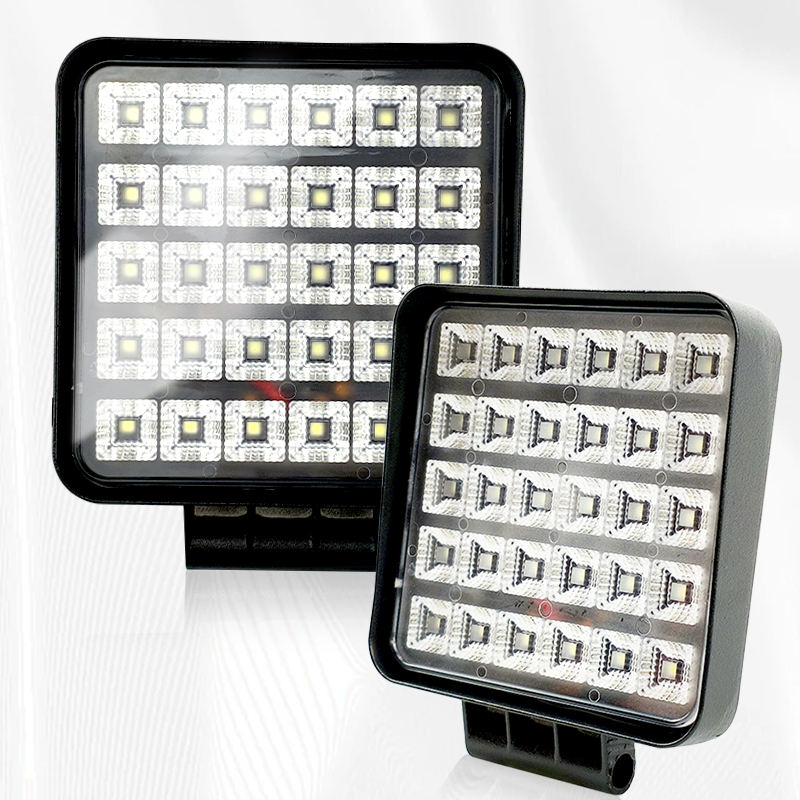 4 Inch 90W LED Square White Flood Beam Square LED Work Light for Truck 4x4 Off Road Boats Driving Light