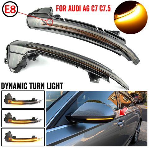 For Audi A6 C7 C7.5 4G RS6 S6 Dynamic Turn Signal LED Side Wing Rearview Mirror Indicator Blinker Sequential Light