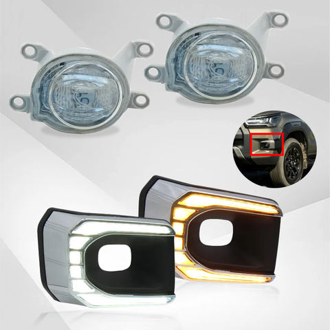 LED Daytime Running Light for Toyota Hilux Revo Rocco 2020-2022 with Fog Light Yellow Turn Signal Indicator Light LED DRL