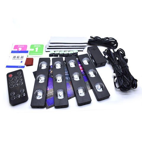 Voice Activated With Battery USB Rechargeable 4pcs Led Interior Decorative Lights RGB Starlight of Car Seat Bottom
