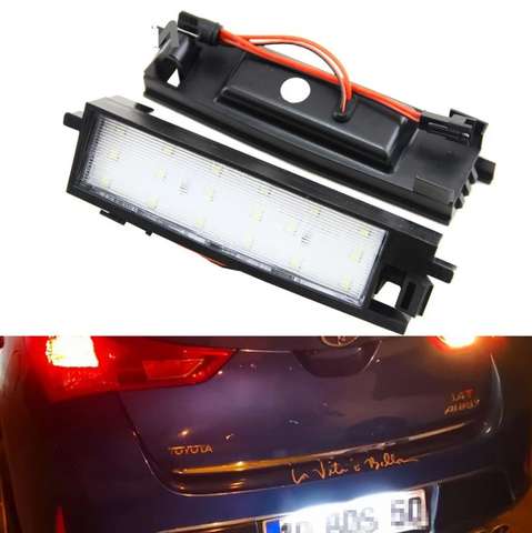 Waterproof White LED License Plate Light for Toyota RAV4 MK2 MK3 Auris Yaris Avalon Solara Number Plate Lamp