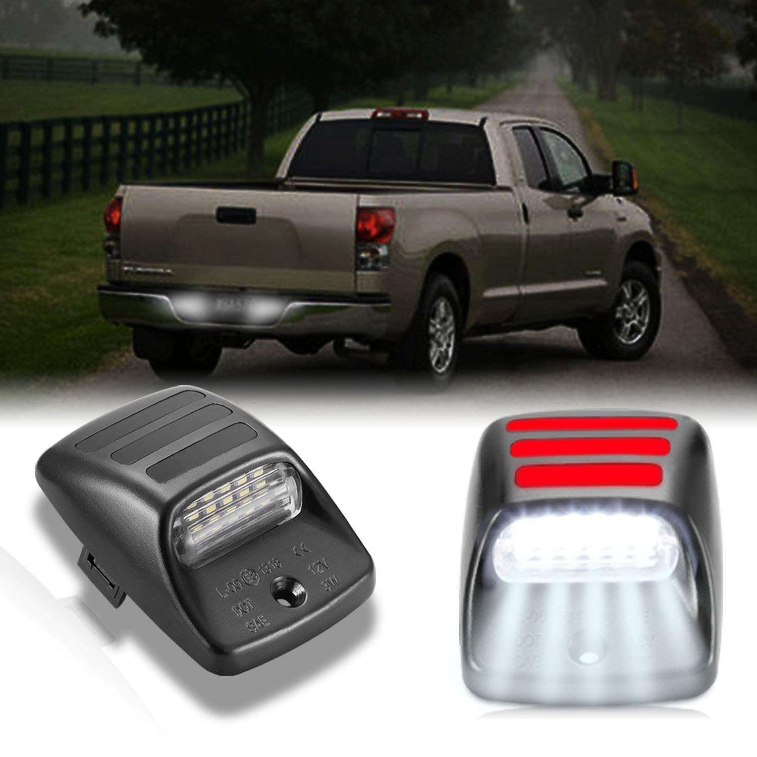 White+Red LED License Plate Light Lamp Assembly Compatible with 2005-2015 Tacoma  2000-2013 tundra Pickup Truck