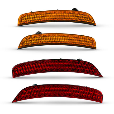 4pcs Amber Red Front Rear Bumper LED Side Marker Lights for 2011-2019 Fiat 500 500e Pop/Sports Fender Marker Lamps