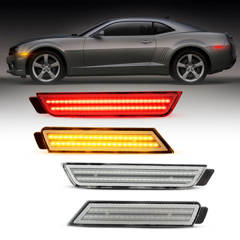 4pcs Clear Front Rear Fender Led Side Marker Lights for Chevrolet Camaro 2010-2015 Bumper Side Marker Reflectors Lights