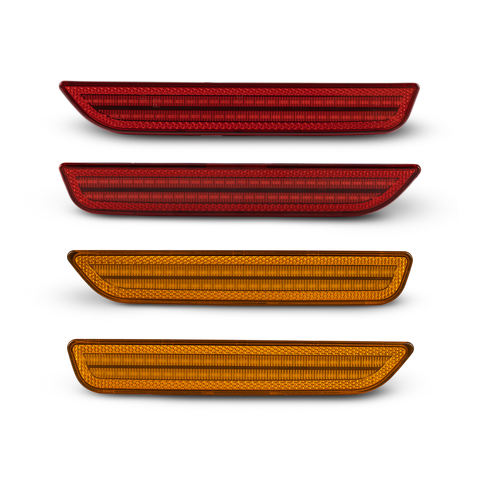 4pcs Front Amber LED Side Marker Lights Rear Red Bumper Sidemarker Lamps Reflectors for Ford Mustang 2010-2014 Parking Light