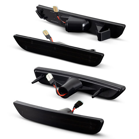 4pcs Smoked Lens LED Bumper Side Marker Reflectors Lights for Ford Mustang 2010-2014 Front Rear Fender Bumper Lamp