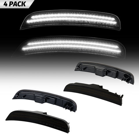 4x Smoke Lens White LED Side Marker Lights  for Chrysler 300 2015-2021 Front Rear Bumper Fender Side Marker Lamp