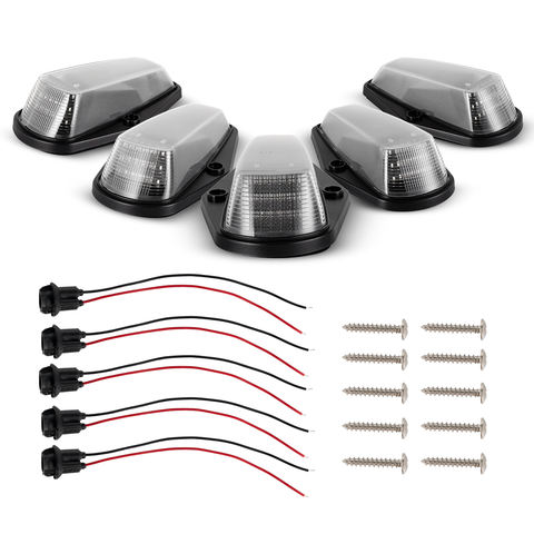 5pcs Clear Amber LED Cab Roof Marker Lights Top Clearance Running Lights for Ford F-150/F-250/F-350/F-450 Super Duty 1980-1997