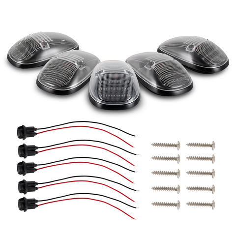 5pcs Clear Amber LED Cab Roof Marker Lights Top Clearance Running Lights for Dodge Ram 1500 2500 3500