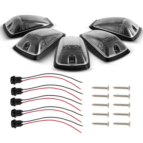 5pcs Clear Amber LED Cab Roof Marker Lights Top Clearance Running Lights for 1988-2002 Chevy/GMC C/K 1500 2500 3500 5500 Pick up