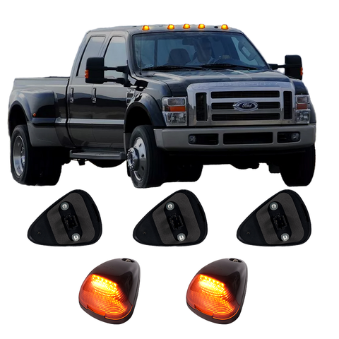 5pcs Smoked Amber LED Cab Roof Lights for 1999-2016 Ford F-250 F-350 F-450 F-550 F650 F750 Super Duty Roof Top Running Lights