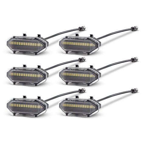 6pcs Clear Car Grille Lights for 2015-2017 Ford Mustang Bright Amber/White LED Grill Lights Waterproof Front Grill Trim Lamps