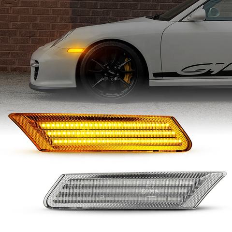 Dynamic Amber Full LED Bumper Side Marker Light  for Porsche  911 Typ 997 2004-2012 Boxster 987 2005-2012 Cayman 987C 2006-2012