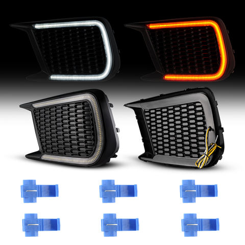Switchback+Sequential Turn Signal LED DRL Fog Running Signal Bezels Set Light for Subaru WRX STI 2018-2020