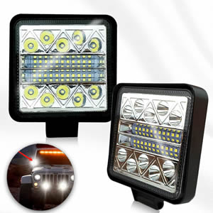 12V 3 Inch 96W LED Work Light Square Motorcycle Spotlights for 4x4 Off Road Car Truck Vehicle SUV ATV Tractor