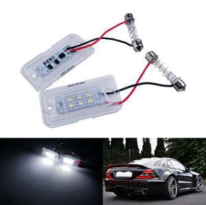 2pc CANbus Error Free White LED Number License Plate Lights for Mercedes Benz W203 C209 A209 R230 R199