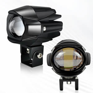 30W White Yellow Dual Color Motorcycle LED Laser Headlight Spotlights Auxiliary Working Light Mini Driving Lights for Motorcycle