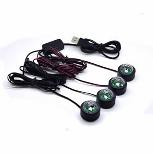 4pcs Design Car LED Decorative Atmosphere Light USB Charging Colorful Sound Controlled RGB Starlight of Car Seat Bottom