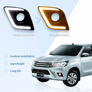 DRL Light Car LED Daytime Running Lights Fog Lamp for Toyota REVO Hilux VIGO 2015 2016 Amber Turn Light DRL 12V White Drl