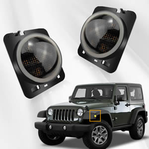 For 2007-2017 Jeep Wrangler JK JKU Front Fender Side Marker Light White DRL Amber Signal Parking Lamps Turn Signal Light