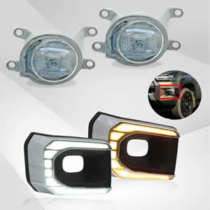 LED Daytime Running Light for Toyota Hilux Revo Rocco 2020-2022 with Fog Light Yellow Turn Signal Indicator Light LED DRL