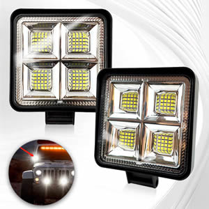LED Work Light 12V 24V Spot Flood LED Fog/Driving Lights 192W 4 Inch for Truck SUV Car LED Working Light
