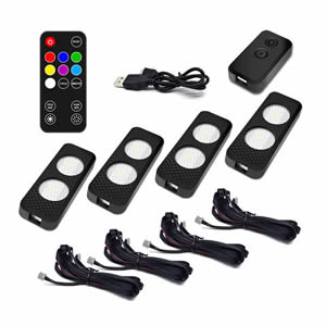Sound Activated One Drag Four Lens Remote Control Car Sole Atmosphere Lamp On-board LED Decorative RGB Music Rhythm Lights