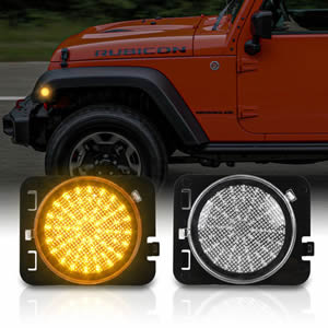 2pcs Clear for Jeep Wrangler JK 2007-2015 Front Bumper LED Turn Signal Indicator Light Amber Car Side Marker Accessories