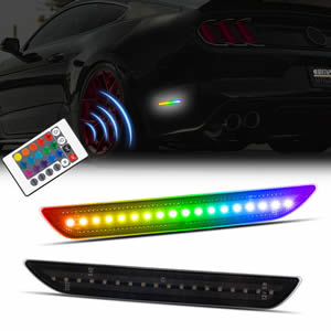 2pcs RGB LED Rear Side Marker Lights Accessories for Ford Mustang 2015-2023 Rear Fender Bumper Side Marker Lamps