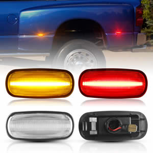 4pcs Clear LED Fender Side Marker Light Rear Bed Side Marker Lamp for 2003-2009 Dodge Ram 2500 3500