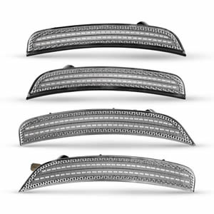 4pcs Clear LED Side Marker Lights for 2011-2019 Fiat 500 500e Pop/Sports Front Rear Bumper Marker Lamps