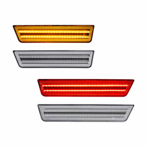 4pcs Clear LED Side Marker Lights for Dodge Challenger 2008-2014 Charger 2011-2014 Amber Red Front Rear Bumper Marker Lamps