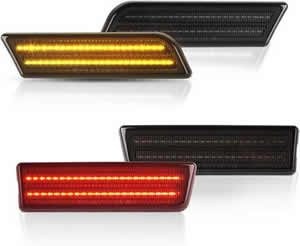 4pcs Front Amber Rear Red LED Side Marker Lights for 2010-2013 Ford Transit Connect Bumper Marker Reflectors Lamps Smoked Lens