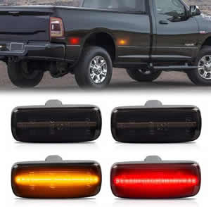 4pcs Smoked LED Fender Side Marker Light for 2010-2018 Dodge Ram 2500 3500 Front Rear Double Wheel Side Marker Lamp
