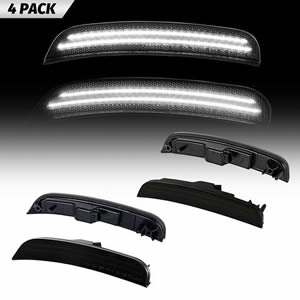 4x Smoke Lens White LED Side Marker Lights  for Chrysler 300 2015-2021 Front Rear Bumper Fender Side Marker Lamp