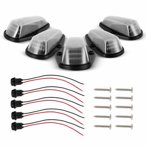 5pcs Clear Amber LED Cab Roof Marker Lights Top Clearance Running Lights for Ford F-150/F-250/F-350/F-450 Super Duty 1980-1997