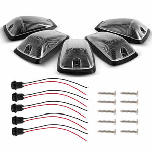 5pcs Clear Amber LED Cab Roof Marker Lights Top Clearance Running Lights for 1988-2002 Chevy/GMC C/K 1500 2500 3500 5500 Pick up