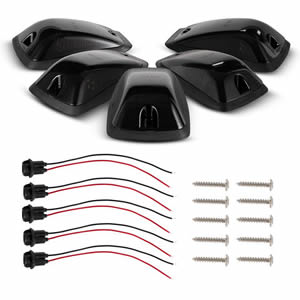 5pcs Smoked Amber LED Cab Roof Marker Lights for 1988-2002 Chevy/GMC C/K 1500 2500 3500 5500 Pick up Trucks Cab Marker Lamps