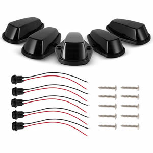 5pcs Smoked Amber Leds Roof Cab Marker Lights for Ford F-150/F-250/F-350/F-450 Super Duty 1980-1997 Top Marker Running Lights