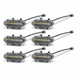6pcs Clear Car Grille Lights for 2015-2017 Ford Mustang Bright Amber/White LED Grill Lights Waterproof Front Grill Trim Lamps