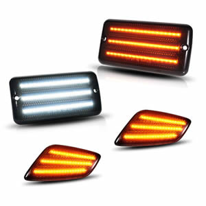 Amber Parking Light DRL and Amber Turn Signal 4PCS Front Bumper LED Side Marker Light  for Jeep  Wrangler TJ 1997-2006