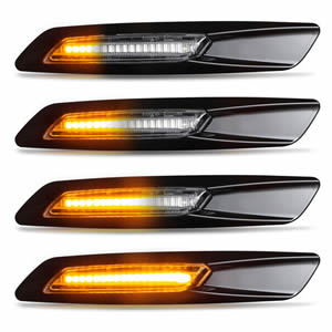 Black Cover Amber Dynamic LED Side Marker Light Turn Signal for BMW E60 E61 E81 E90 E91