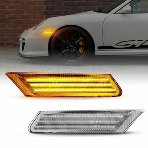 Dynamic Amber Full LED Bumper Side Marker Light  for Porsche  911 Typ 997 2004-2012 Boxster 987 2005-2012 Cayman 987C 2006-2012